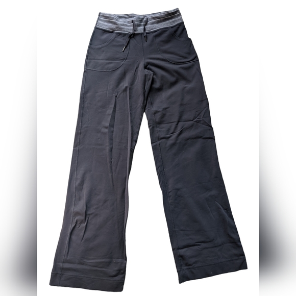 Lululemon Grey wide leg yoga pants with striped waist size 4 - Picture 1 of 4